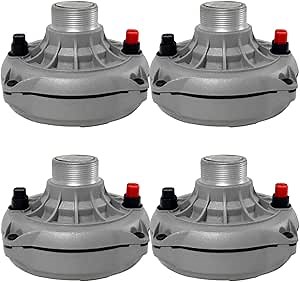 Bass Rockers 300W Compression Horn Driver Screw-On 1" Throat (BRHD1) 150W RMS 2" Replacebable Voice Coil, Very Loud 107dB for Great Tweet High Frequency Car, Home, DJ, Pro Audio Sound Systems (4 Pack)