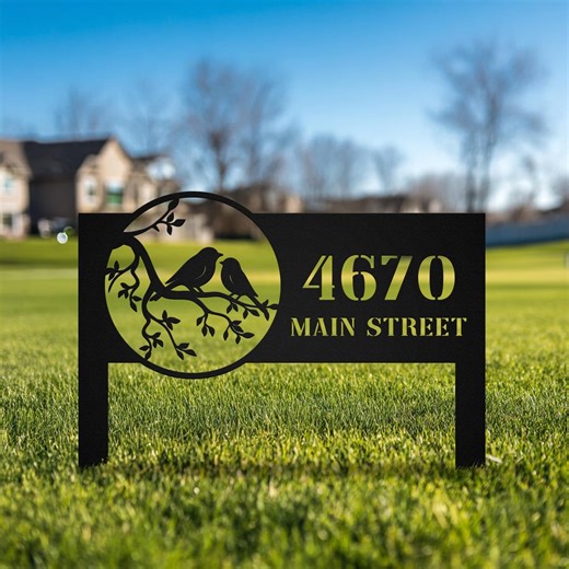 Metal Bird Address Stake Sign, Custom Yard House Number Decor - Etsy