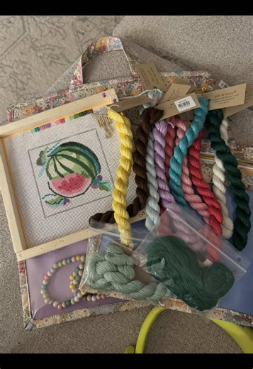 Threads came in just in time for #jeansmithjanuary 🤩🍉 can’t wait to join everyone and my girl @Ashley :: DollyDesignsNDLPT 🎀 on stitching all these gorgeous Jean Smith canvases! Shoutout to @RhondaKay1.0 @KC Needlepoint @shopelizabethbrooke for getting me the threads I need in time 🩷 #needlepoint #needlepointtiktok #jeansmith #jeansmithneedlepoint