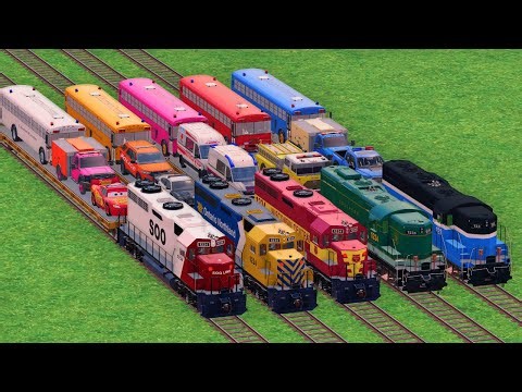 GO! POLICE CARS, AMBULANCE, FIRE TRUCK, COLORFUL CARS WITH TRUCK & TRAIN FARMING SIMULATOR 22! #9