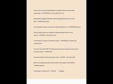 NCCCO tower crane Exam Latest Update verified and Graded A Questions And Answers Updated Quarantee