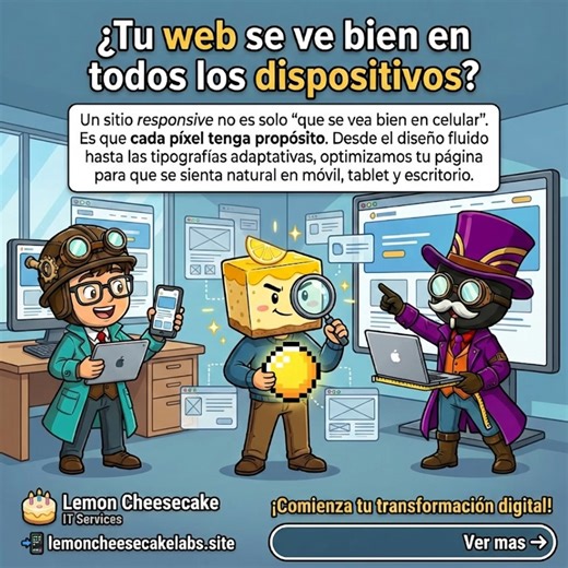 Lemon CheeseCake on Instagram: "Un Responsive Site no es solo que se vea “bien” en el celular. Es una arquitectura viva que se transforma según el contexto. 🔹 Diseño fluido que mantiene la identidad de tu marca. 🔹 Estructura flexible que optimiza cada componente. 🔹 Rendimiento veloz que retiene a tus visitantes. 🔹 Experiencia unificada en móvil, tablet y escritorio. En LemonCheesecake Labs transformamos sitios comunes en experiencias adaptativas. Creamos interfaces que respiran, se ajustan y