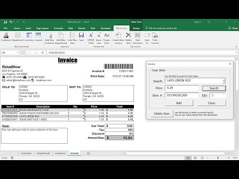 How to create Invoice in Excel with UserForm and using Barcode Scanner- FREE Download