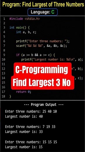 🚀 Largest of Three Numbers Using C Language | Coding for Beginners