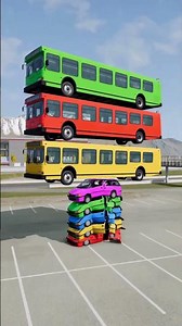 Rainbow Cars Get Crushed by Falling Vehicles!