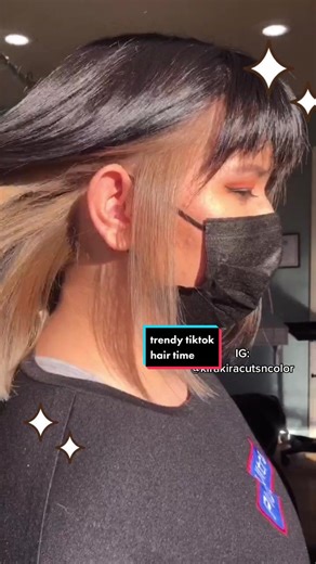 A day at work ✨ loved creating this trendy tiktok hair for Maiko 🤍🖤 #hair #hairstylist #tiktokhair #fyp #underdye