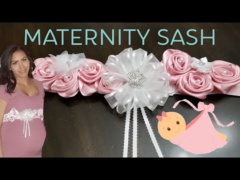 HOW TO MAKE A MATERNITY SASH | HOW TO MAKE A SATIN RIBBON ROSE| EASY| LUZ VEGA