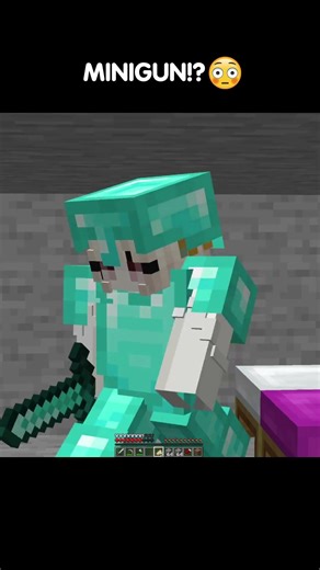 What is his MINIGUN😭 #minecraft #shorts
