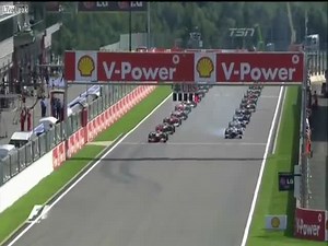 Massive Crash in Very First Corner – F1 Belgium 2012
