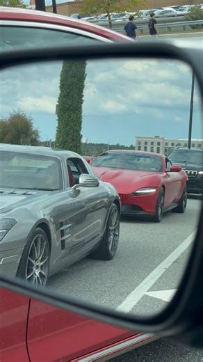 FRONT ENGINE SUPERCARS. FERRARI ROMA AND MERCEDES SLS AMG GULLWING.