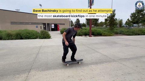 Most skateboard kickflips in one minute 38 by Dave Bachinsky