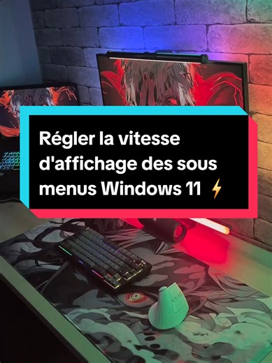 Voici une astuce pour Windows 11 afin de paramétrer la vitesse d'affichage des sous menus. #techtok #astucepc #windows11 #informatique