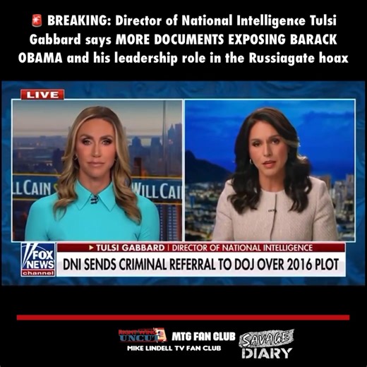 🚨 BREAKING: Director of National Intelligence Tulsi Gabbard says MORE DOCUMENTS EXPOSING BARACK OBAMA and his leadership role in the Russiagate hoax | Marjorie Taylor Greene Fan Club