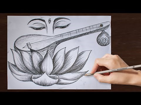 #SaraswatiMata #PencilSketche | saraswati devi drawing easy | drawing tutorial for kids step by step