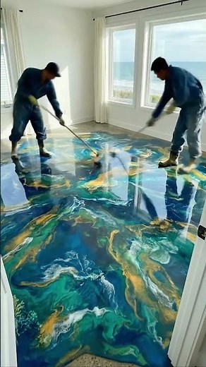 Creation of a marine epoxy floor #diytransformation #home