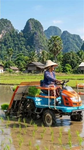 High-Tech Farming Meets Traditional Rice Fields 🌱🚜 #shorts #farming #automobile