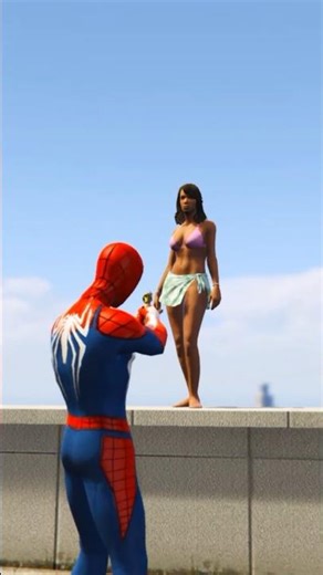 GTA 5 Rainbow Red Vs Pink & yellow Spiderman Jumping Into Pool (Euphoria Physics/Ragdolls) #shorts