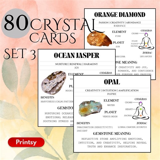 80 Crystal Meaning Cards: Printable Gemstone Guide (digital Download) - Etsy