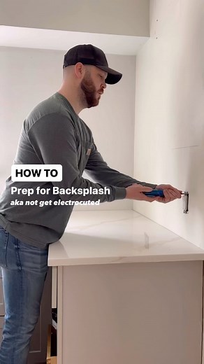 😅🙈💥 that was a close one! How to Prep for Backsplash 👇🏼 • SHUT OFF POWER 💥😅 • unscrew outlets from wall • make any touch ups to areas you won’t be able to get to once tile is installed • make any additions necessary, like us having to install backer rod. Gaps between counters and walls should be no greater than 3/8”. • clean the area, wipe down the walls & counters • determine layout of tile and starting point • find your level line Is this a project you would DIY? #diyhomeprojects #diyho