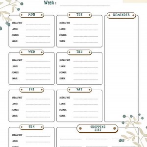 Minimal Meal Planner Weekly Printable | Food Journal & Grocery List - Etsy Australia