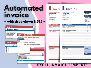 Excel Invoice Template Calculating Invoice Automated Client Dropdown List Customizable Excel Sheet Editable Professional Business Invoice - Etsy