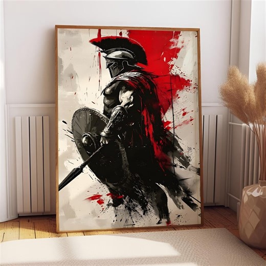 Spartan Soldier Canvas Art | Gladiator Canvas Print Spartan Soldier Wall Art | Warrior Wall Decor | Warrior Art | Muscular Man Canvas - Etsy