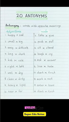 20 Antonyms 📝✅✨ Words with Opposite Meanings