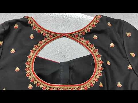 Stylish Black Pot Neck Blouse Design | Maggam Work Blouse Pot Neck Design| Delicate Maggam Work