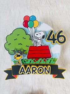 Snoopy Inspired Cake Topper | Personalized Birthday Decoration - Etsy