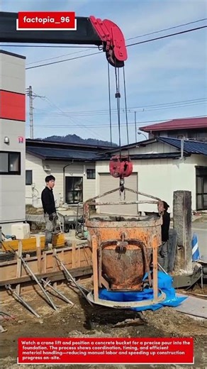 Building a Solid Foundation Fast! Concrete Pour with Crane & Bucket in Action