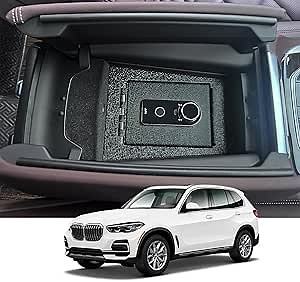 Center Console Safe Vault - KEREN Console Safe Box Compatible with BMW X5 2019-2025, BMW X6 2020-2025 and BMW X7 2019-2025, with Fingerprint Lock