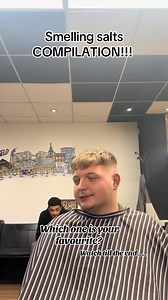 Smelling salts compilation video PART 1!! Which reaction did you prefer #barber #barbershop #pranks #challenge #free #trim #smelling #smellingsalts #reaction #comdey #haircut | Mitchyandmatty