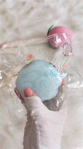 Lizi welfare bundle texture video Ice-Skin blue moon cake (creamy mud) coconut jelly emoji bun (frozen butter) 🩵 #squishy #tabasquishy