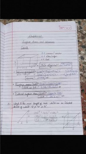 Maths | Chapter 12 | Surface area and volume | Notes | All formula of chapter 12 class 10 | Class 10