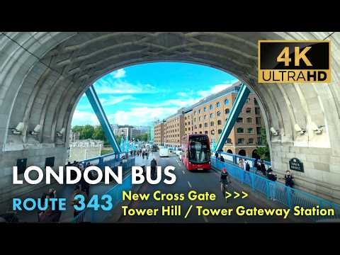 London Bus Ride, Route 343, Double Decker, 4K Virtual Tour.