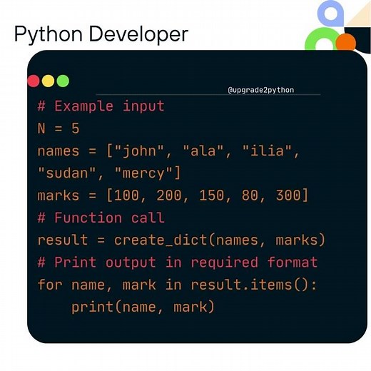 Python: Create a Student Marks Dictionary | Names as Keys, Scores as Values