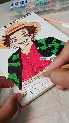 “Tanjiro Epic Coloring 🔥 | Demon Slayer Art Speed Painting 😍 #shorts”