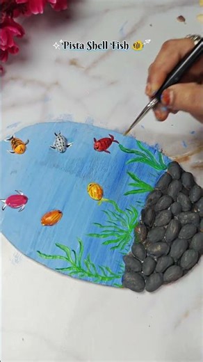 how to make pista shell fish pond craft #crafting#handmade# pista shellcraft #art