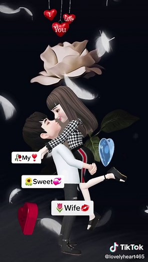 Animated Romantic Scene Featuring Loving Embrace