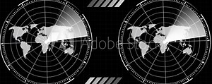 world radar HUD screen arrow direction animation, Digital technology radar screen animated. on black background.