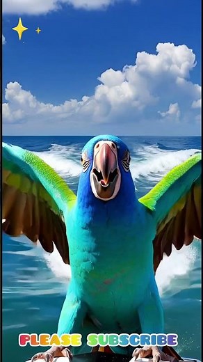 Vibrant Blue Parrot Enjoying the Ocean Breeze 🦜🌊✨