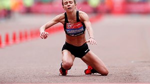 Brave Brit runner collapses and crawls across London Marathon finish line