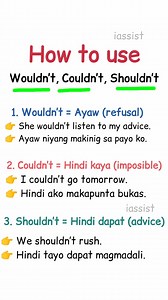 How to use wouldn't, couldn't and shouldn't. #learnenglish #englishlearning #learningenglish #English #englishtips #englishvocabulary #education #OnlineLearning | i.Assist