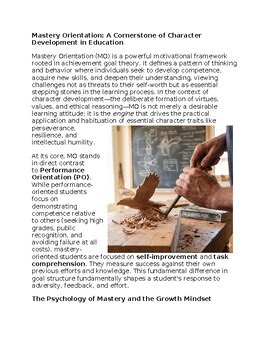 Mastery Orientation in Character Education Worksheet Classwork, Homework