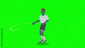 Skipping animation of sports person. Clip in high resolution with green screen background.