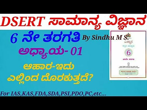 DSERT Science in Kannada|Class 06:C-01 Food:where does it come from? by Sindhu M S for IAS,KAS,FDA.