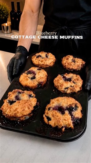 Blueberry Cottage Cheese Muffins .. #recipe #dessert