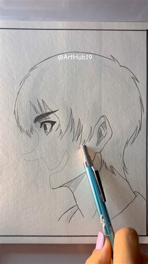 How to Draw Eren Yeager (Side Profile) ✨🔥 | Anime Sketch Tutorial #shorts