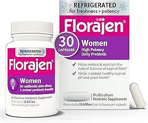 Florajen Women's Vaginal Probiotics, Provides Gut Health & Constipation Relief For Adults And Bloating Relief For Women, 30 Capsules (Refrigerated)