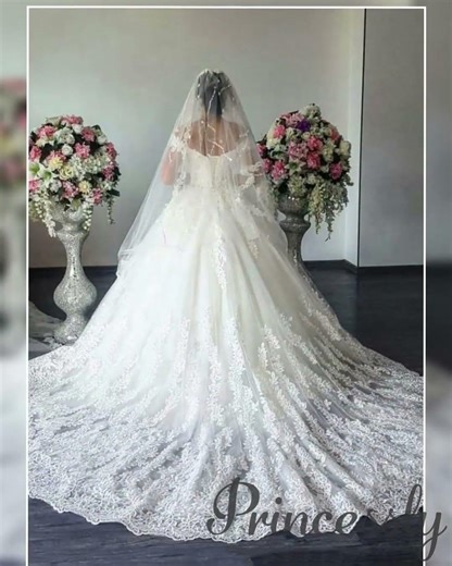 Ball Gown Off Shoulder Chapel Train Lace Tulle Wedding Dress